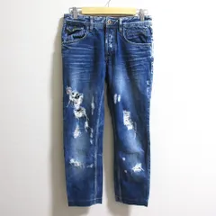 美品 D&G ディー＆ジー ドルチェ＆ガッバーナ クラッシュ ダメージ加工 テーパード デニムパンツ ジーンズ W24 インディゴブルー レディース 古着 中古 USEDのサムネイル