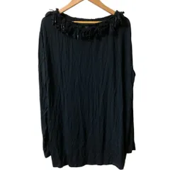 美品 Max Mara Weekend マックスマーラ ウィークエンド ストレッチ ビーズフリンジネック ブラウス XXL ブラック レディース 古着 中古 USEDのサムネイル