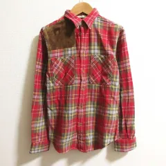 美品 RALPHLAUREN RUGBY ラルフローレン ラグビー 長袖 チェック柄 エルボーパッチ ネルシャツ サイズ4 レッド レディース 古着 中古 USEDのサムネイル
