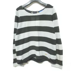 良品 BLUE LABEL CRESTBRIDGE ブルーレーベルクレストブリッジ ボーダーバックリボンカットソー サイズ38 グレー ブラック レディース 古着 中古 USED