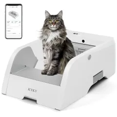 KYKY 自動猫用トイレ 猫用全自動トイレ オートクリーナー オープンデザイン ホワイト 大型 外箱付 HIP-C201W 【MY0520】のサムネイル
