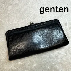 genten ゲンテン 長財布 がま口 本革 レザー ブラック 人気タイプ
