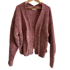 良品 chambre de charme シャンブルドゥシャーム モールニット カーディガン サイズF ピンク レディース 古着 中古 USEDのサムネイル