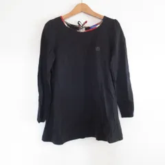美品 BLUE LABEL CRESTBRIDGE ブルーレーベルクレストブリッジ エンブレム刺繡 長袖 カットソー チュニック 38 ブラック レディース 古着 中古 USED