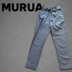 MURUA ムルーア ハイウエスト テーパードパンツ リボンベルト グレー