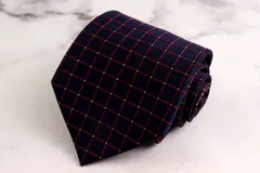 バーバリーロンドン ブランド ネクタイ ホースマーク 格子柄 ドット柄 シルク PO メンズ ネイビー BURBERRY LONDON 【中古】
