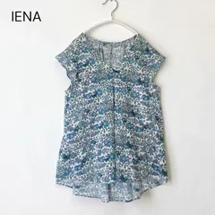 IENA イエナ リバティ フリル袖 Vネック ブラウス 花柄 ブルー