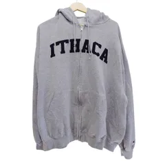 Champion チャンピオン IT HACA カレッジロゴ ジップパーカー XXL グレー ビッグサイズ 裏起毛 フルジップ スウェット フーディー ワッペンロゴ 刺繍ロゴ オーバーサイズ  古着 メンズ レディース ユニセックス アメカジ ストリート