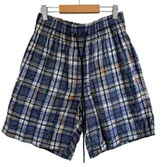 美品 BURBERRY バーバリー グラフィティチェック柄 イージー ショートパンツ サイズ36 ブルー レディース 古着 中古 USED