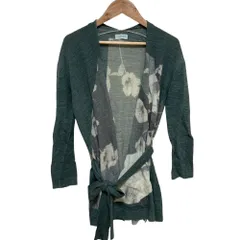 美品 DRIES VAN NOTEN ドリスヴァンノッテン フラワープリント ベルテッド ニットカーディガン グリーン レディース 古着 中古 USEDのサムネイル