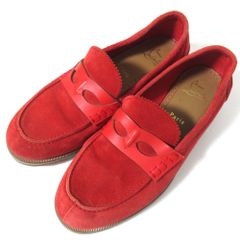 美品 Christian Louboutin クリスチャンルブタン スエード ローファー サイズ40 約25cm レッド メンズ 古着 中古 USED 美品 Christian Louboutin クリスチャンルブタン スエード ローファー
