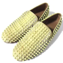 美品 Christian Louboutin クリスチャンルブタン ローラーボーイ スパイクスタッズ スリッポン スニーカー サイズ40 25cm イエロー メンズ 古着 中古 USED