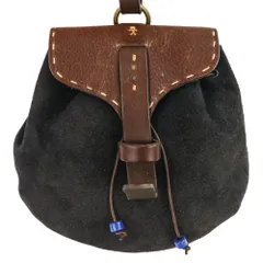 HENRY BEGUELIN エンリーベグリン オミノ レザー スエード ショルダーバッグ ポーチ ネイビー ブラウン メンズ レディース 古着 中古 USEDのサムネイル