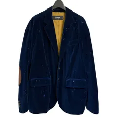 22AW Dsquared2 ディースクエアード ペイント加工 エルボーパッチ ベルベット テーラードジャケット 50 ネイビー メンズ 古着 中古 USEDのサムネイル