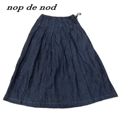 nop de nod ノップドゥノッド リネンコットンステッチプリーツスカート M インディゴブルーのサムネイル