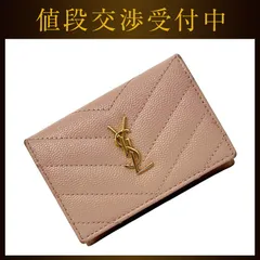 サンローラン 三つ折り 財布 オリガミ タイニーウォレット ピンク モノグラム TGN 668274 美品 レザー 中古 0523 SAINT LAURENT PARISのサムネイル