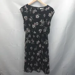 ◇ SOUP スープ 花柄 フラワー ボタニカル シフォン シンプル 無 膝丈 ワンピース サイズ11/L ブラック E 1212200024222レディース 【1212200024222】のサムネイル
