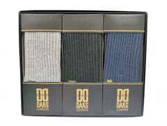 未使用 ダックス 靴下 ソックス 箱入り メンズ 2足組 ネイビー グレー ブラック 25ｃｍ 麻100％ 紳士 ＤＡＫＳ のサムネイル