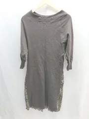 ◇ Bou jeloud ブージュルード 異素材 トレーナー レオパード 柄 長袖 ミモレ丈 ワンピース サイズF チャコールグレー E 1301230013419 レディース 【1301230013419】のサムネイル