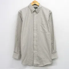 L/古着 長袖 シャツ メンズ 90年代 90s ロング丈 ボタンダウン USA製 ベージュ系他 ストライプ 26apr23