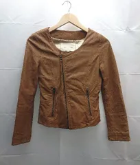 ◇ Jewel Changes ジュエルチェンジズ ノーカラー レザー ラム 長袖 ジャケット ライダース サイズ36 キャメルブラウン E 13012300238452 レディース 【1301230023845】
