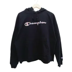 Champion チャンピオン スウェットパーカー XL ブラック 刺繍ロゴ ビッグロゴ プルオーバー フーディー オーバーサイズ 裏起毛 ワンポイント メンズ レディース ストリート カジュアル 古着 定番 人気 黒