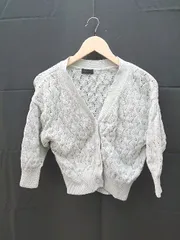 ◇ apart by lowrys アパートバイローリーズ メッシュ Vネック コットン 半袖 カーディガン サイズF ライトグリーン E 13012300248042 レディース 【1301230024804】