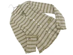 ADOLFO DOMINGUEZ アドルフォドミンゲス ボーダー フリンジ ジャケット size36/緑 ■◇ レディースのサムネイル