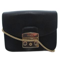 美品【FURLA フルラ】ブラックレザー ショルダーバッグ メトロポリス