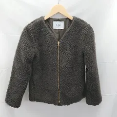 ◇ SLOBE イエナ ボア ウール混 ノーカラー 防寒 通勤 長袖 ブルゾン サイズ表記無し チャコール系 E 1301260034118 レディース 【1301260034118】のサムネイル