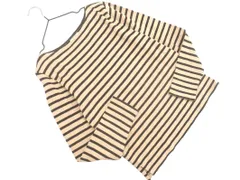 BEAMS HEART ビームスハート ボーダー ボートネック カットソー ベージュｘ黒 ■◇ レディース