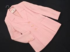 【希少】カールラガーフェルド ラムレザー ダブル テーラード ジャケット ピンク ハロッズ テーラードジャケット ショート丈 (1) ピンク ウール100% 七