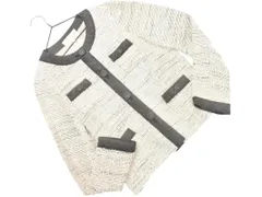 自由区 ツイード ノーカラー ジャケット size38/白 ■◇ レディースのサムネイル