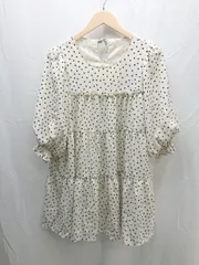 ◇ NICE CLAP ナイスクラップ ドット 水玉 柄 フリル ティアード パフスリーブ 五分袖 ミニ ワンピース サイズF ホワイト E 1301260037485 レディース 【1301260037485】