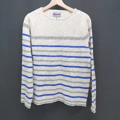 ◇ AEROPOSTALE エアロポステール ボーダー柄 カジュアル 秋冬コーデ 長袖 ニット サイズL アイボリー系 E 1306260044556 メンズ 【1306260044556】のサムネイル