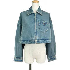 プラダ PRADA トライアングルロゴクロップドデニムジャケット GFB279 ブルー デニム メンズ デニムジャケットのサムネイル