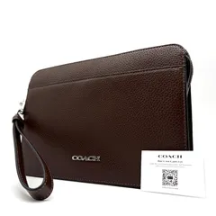 未使用に近い COACH コーチ ペブルレザー クラッチバッグ セカンドバッグ マルチポーチ ブラウン 本革 CW169 ストラップ ファスナー 収納 トレンド こなれ感 ボーナス 父の日 ギフト 夏休み 旅行 普段使い