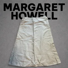 MARGARET HOWELL コットン リネン フレアスカート ベージュ(S-050)