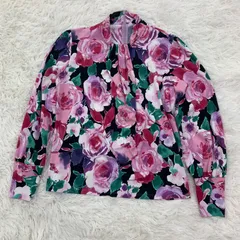 ungaro 花柄ハイネックカットソー／ 40 Mサイズ相当 日本製 総柄 ピンク 薔薇のサムネイル