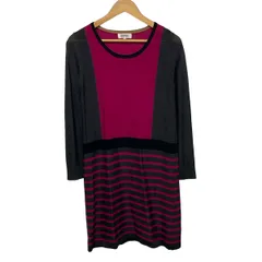 SONIARYKIEL(ソニアリキエル) ワンピース サイズ38 M レディース - ダークグレー×ピンク×黒 長袖/ひざ丈/ボーダーのサムネイル