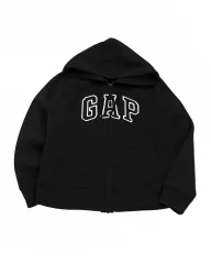ギャップ GAP ビックロゴ フードジップアップ ブラック