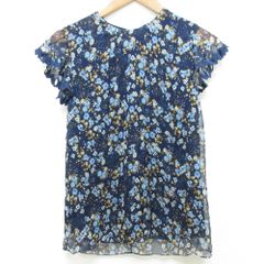 美品 ローズティアラ 大きめサイズ 花柄 フリル レース 半袖ブラウス 