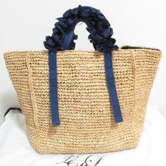 LUDLOW ラドロー デニム かごバッグ ハンドバッグ フリル レザー
