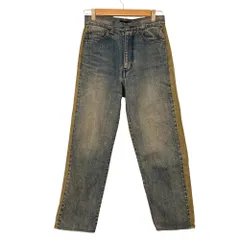 美品 DRAWER ドゥロワー デニムサテンパンツ ボーイフレンド ジーンズ 6514-299-0857 サイズ34 ブルー カーキ レディース 古着 中古 USEDのサムネイル