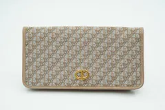 クリスチャン ディオール ヴィンテージ トロッター 札入れ 長財布 ジャガード CDロゴ キャンバス ベージュ Christian Dior 6538k