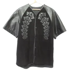 美品 ALEXANDER WANG × H&M アレキサンダーワン エイチ＆エム コラボ レザー ショートスリーブ ベースボールシャツ サイズS ブラック メンズ 古着 中古 USEDのサムネイル