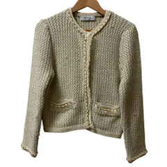 良品 23AW LOULOU WILLOUGHBY ルルウィルビー チェーン ツイードジャケット サイズ2 ベージュ レディース 古着 中古 USEDのサムネイル