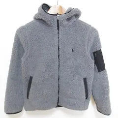 未使用 POLO RALPH LAUREN ポロラルフローレン フーデッド フリース ジャケット ブルゾン キッズサイズ S 8Y グレー キッズ 古着 中古 USED