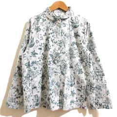 美品 yesterday CROSS Cotton House Aya イエスタデイクロス クロシェットフラワー プリント シャツ ブラウス サイズM グレー レディース 古着 中古 USEDのサムネイル
