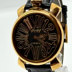 Gaga Milano ガガ・ミラノ マヌアーレ ブラック QZ メンズ 腕時計 稼働品